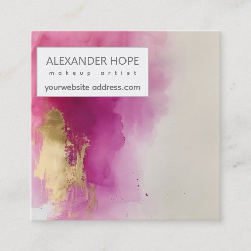 Ethereal Radiance  Pink  Gold Square Business Card