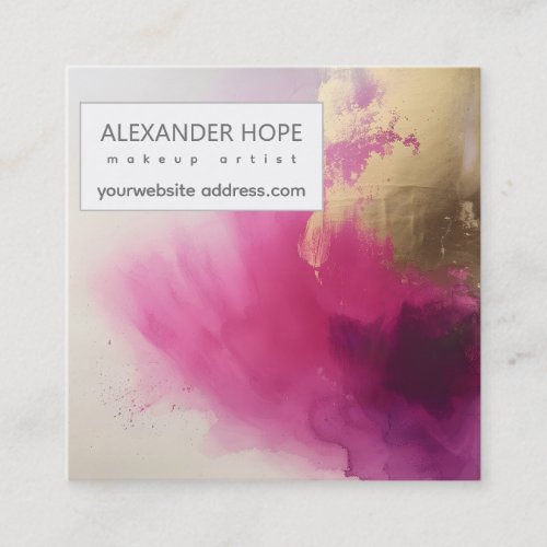 Ethereal Radiance  Pink  Gold Square Business Card