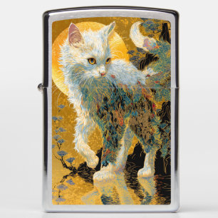 Ethereal Rinpa Kitten Japanese Golden Mist Zippo Lighter