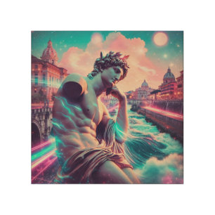 Ethereal Roman Sculpture Vaporwave Retrowave Wood Wall Art
