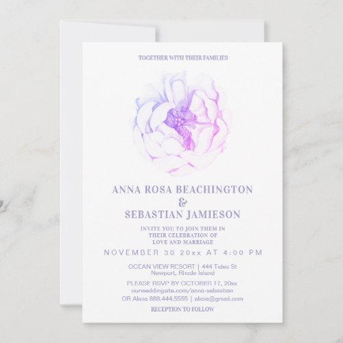 *~* Ethereal ROSE Ombre Floral AR8 RSVP Wedding In Invitation