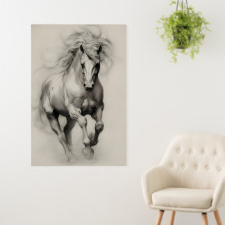 Ethereal Running Horse Pencil Sketch Foam Board