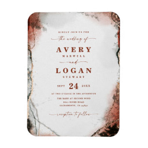 Ethereal Rust & Hunter Green Wedding Invitation Magnet