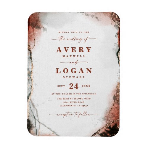 Ethereal Rust  Hunter Green Wedding Invitation Magnet