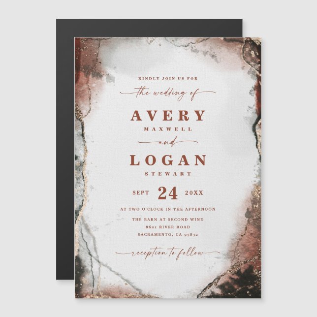 Ethereal Rust & Hunter Magnetic Wedding Invitation (Front/Back)