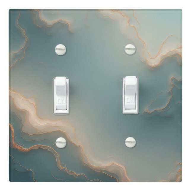 Ethereal Sage Blue and Copper Agate Marble  Light Switch Cover (In Situ)