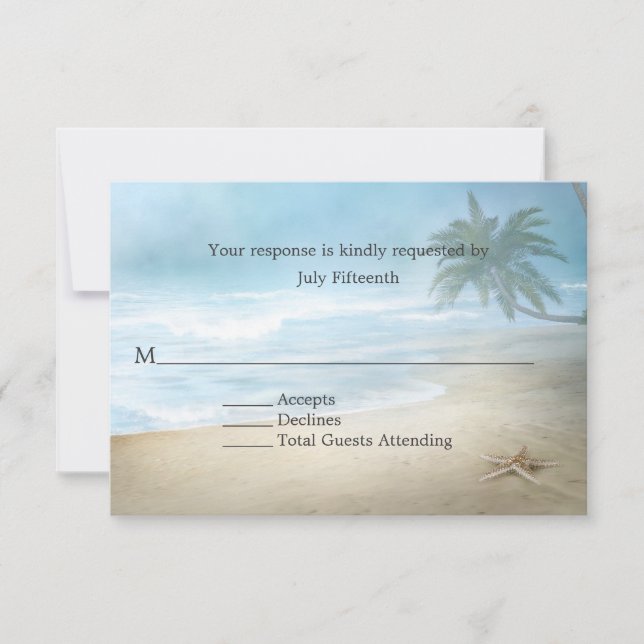 Ethereal Sandy Beach Wedding RSVP Card (Front)