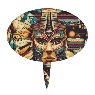 Ethereal Sapphire "Mesoamerican Motif" Ornate Cake Topper