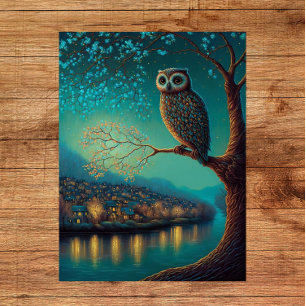 Ethereal Scenic Poster Print with Stunning Owl 
