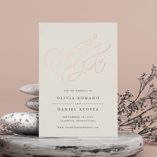 Ethereal Script Foil Save the Date Card