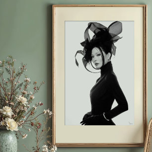 Ethereal Sculpture: Monochrome Avant-Garde Portrai Poster