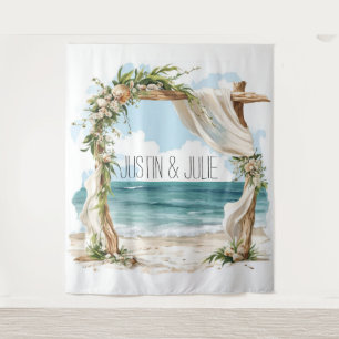 Ethereal Shoreline Arch – Coastal Elegance Wedding Tapestry