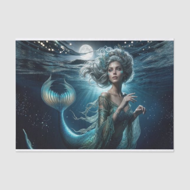 Ethereal Siren Moonlit Mermaid Decoupage  Tissue Paper (Front)