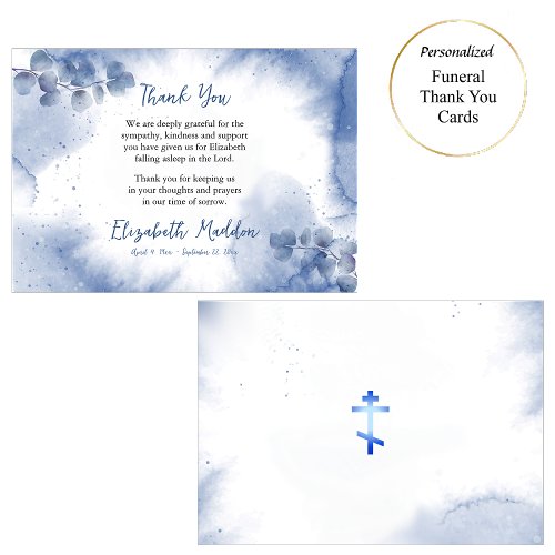 Ethereal Soft Blue Eucalyptus Funeral Thank You Card