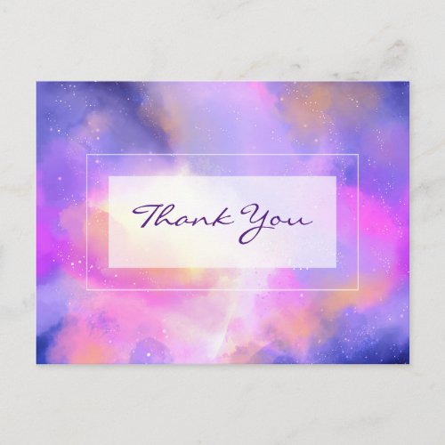 Ethereal Space Design in Purple and Pink Thank You Postcard