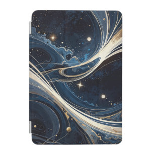 Ethereal Space Flow Golden Streaks, Cosmic Fluid iPad Mini Cover