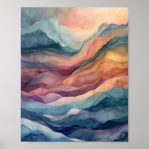 Ethereal Strata: A Chromatic Journey Through Fluid Poster