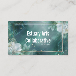 Ethereal Teal Gold Geometric Floral Modern Business Card