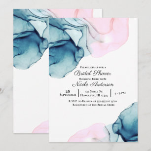 Ethereal Teal Pink Elegant Modern Bridal Shower Invitation