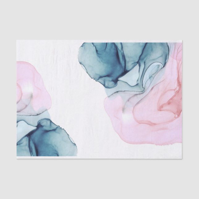 Ethereal Teal & Pink Inky Glamour Elegant Wedding Tissue Paper (Front)