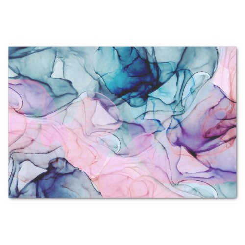 Ethereal Teal  Pink Inky Glamour Elegant Wedding Tissue Paper