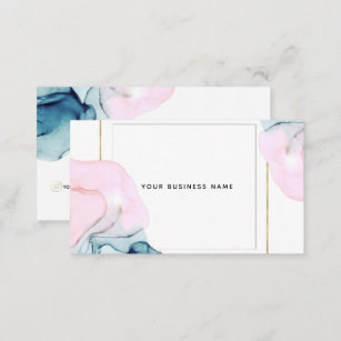Ethereal Teal & Pink Inky Glamour Modern Elegance Business Card