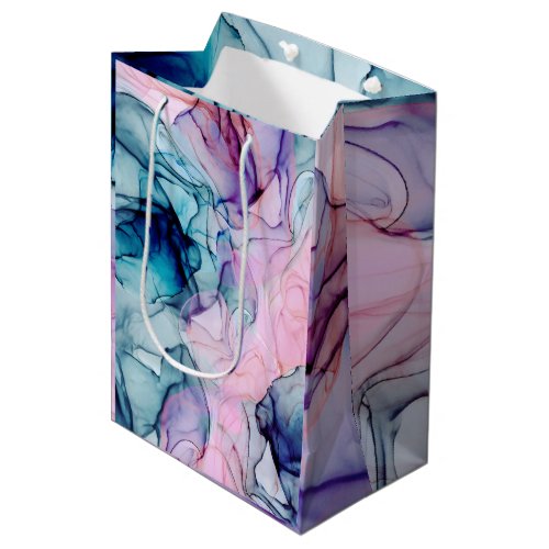 Ethereal Teal Pink Purple Inky Modern Glam Wedding Medium Gift Bag