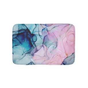 Ethereal Teal Pink Purple Inky Modern Glamour Bath Mat