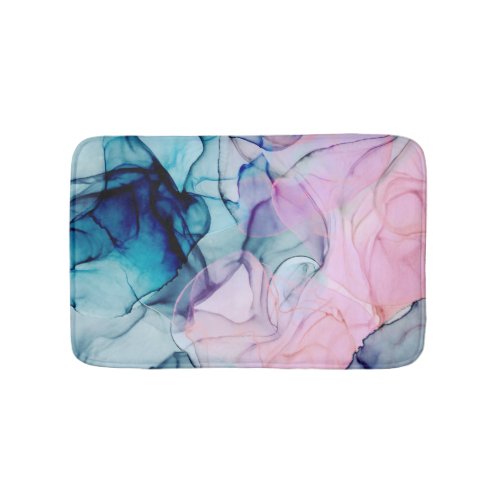 Ethereal Teal Pink Purple Inky Modern Glamour Bath Mat