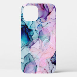 Ethereal Teal Pink Purple Inky Modern Glamour iPhone 12 Case
