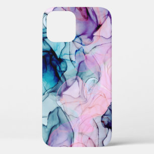 Ethereal Teal Pink Purple Inky Modern Glamour iPhone 12 Case