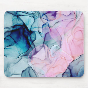 Ethereal Teal Pink Purple Inky Modern Glamour Mouse Pad