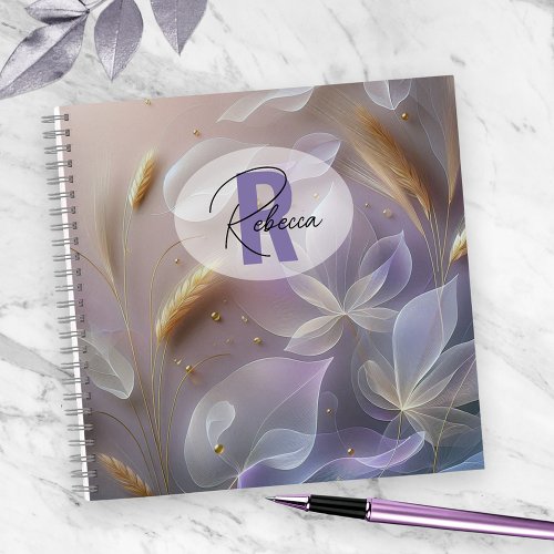 Ethereal Translucent Flowers and Wheat Sprigs Notebook