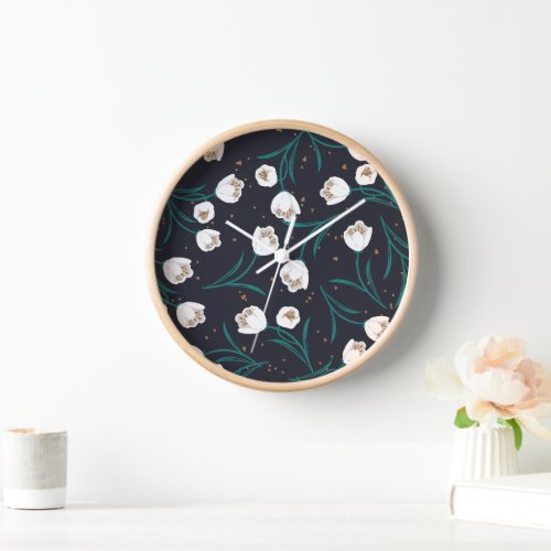 Ethereal Tulip Harmony Abstract Floral Pattern Clock