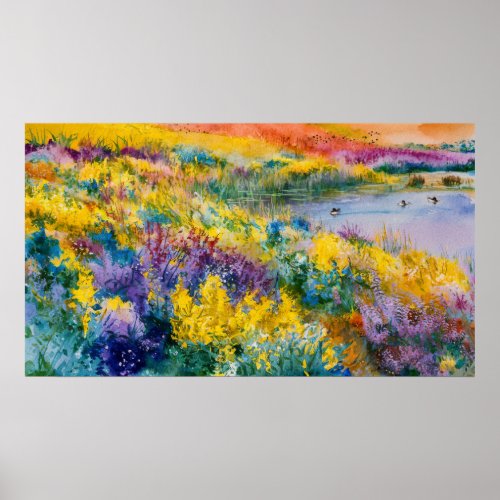  Ethereal TV2 Wild Flowers Pond Lily Pads  Poster