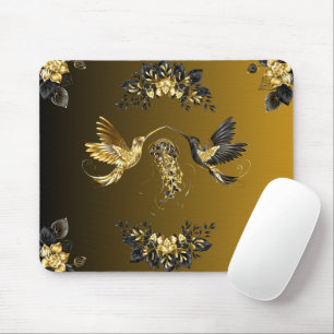 Ethereal Unison – Black and Gold Graphic Art Mouse Pad
