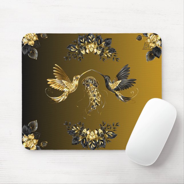 Ethereal Unison – Black and Gold Graphic Art Mouse Pad (With Mouse)
