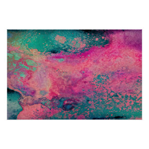 “Ethereal Vellum” – Pink Teal Blue Abstract    Poster