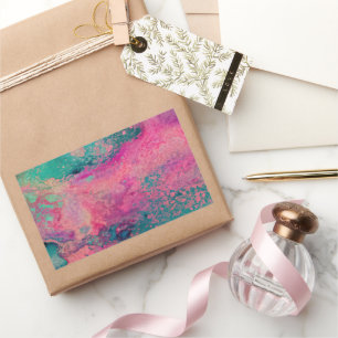 “Ethereal Vellum” – Pink Teal Blue Abstract Rectangular Sticker