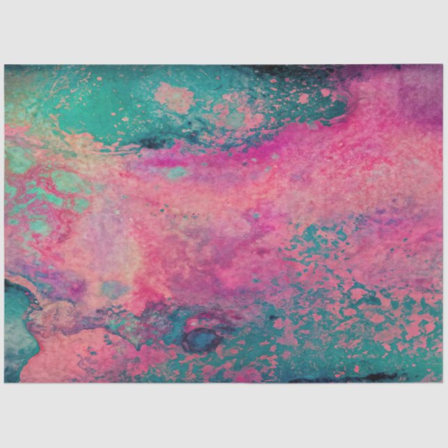 “Ethereal Vellum” – Pink Teal Blue Abstract    Tissue Paper (Front)