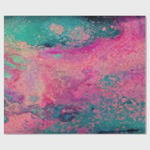 “Ethereal Vellum” – Pink Teal Blue Abstract Wrapping Paper