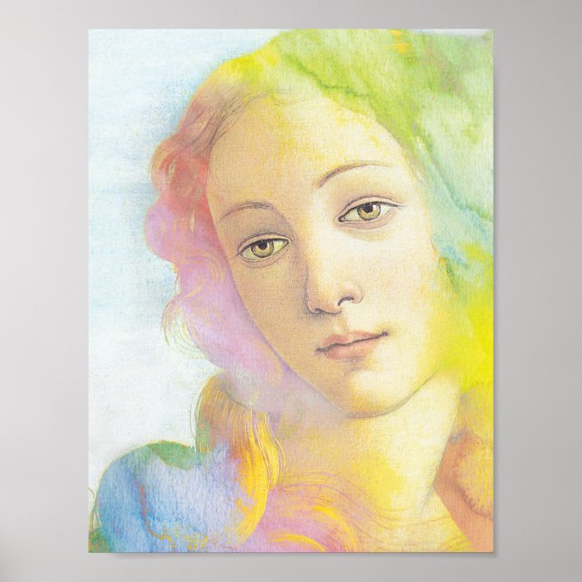 Ethereal Venus with Watercolor Hair Poster (Front)