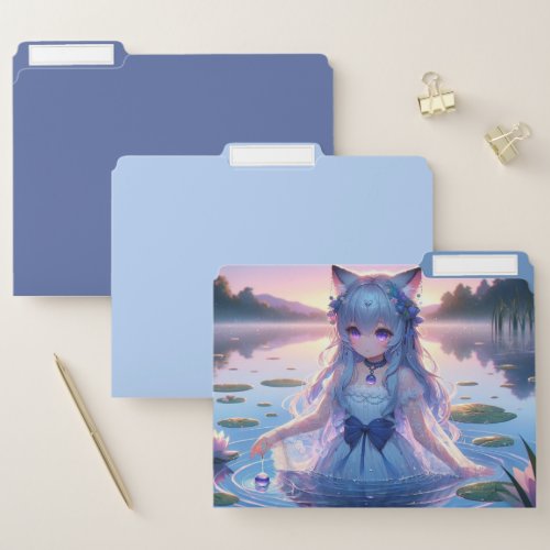 Ethereal Water Anime Catgirl Accent File Folder
