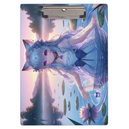 Ethereal Water Anime Catgirl Double Sided Clipboard