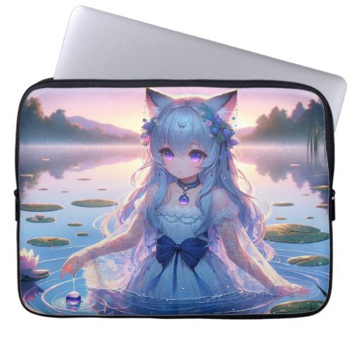 Ethereal Water Anime Catgirl Laptop Sleeve