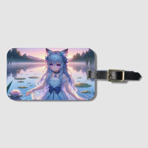 Ethereal Water Anime Catgirl Luggage Tag