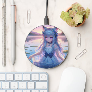 Ethereal Water Anime Catgirl Wireless Charger