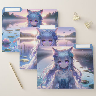 Ethereal Water Spirit Anime Catgirl File Folder