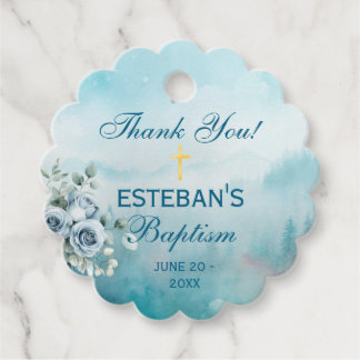 Ethereal Watercolor Baptism Favor Tags
