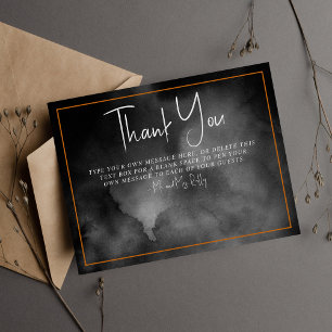 Ethereal Watercolor Black Wedding Thank You Card